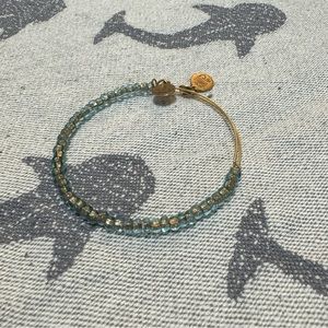 Alex and Ani Blue & Gold Beaded Bangle Bracelet